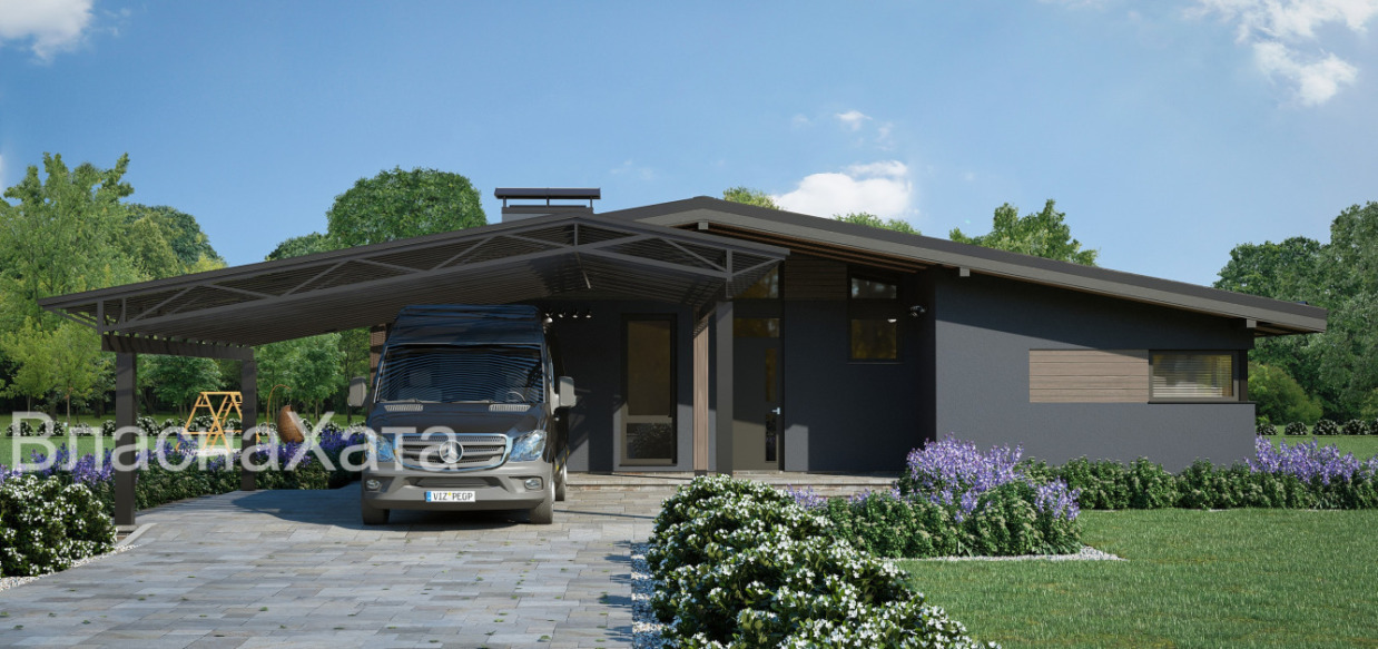 Одноповерховий будинок з двосхилим дахом