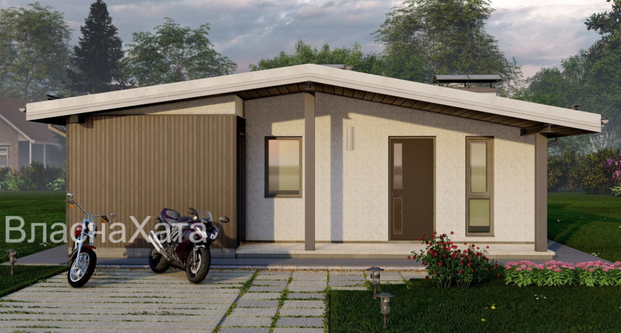Маленький і недорогий одноповерховий будинок з двосхилим дахом