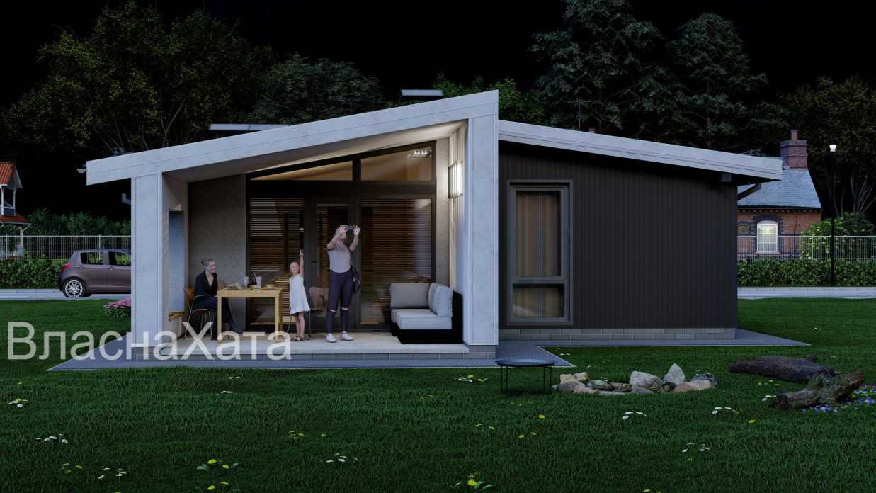 одноповерховий будинок з терасою